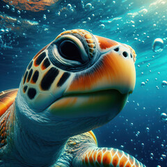 loggerhead sea turtle, Caretta caretta, oceanic turtle, Tortuga boba, tortuga oceánica.