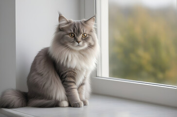 image of a cute cat seated on a windowsill