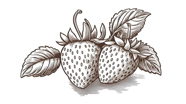 recommend clip art: Strawberry in engraving style. Design element for poster, card, banner, sign.