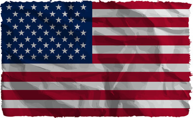 United States flag crumpled. USA grunge