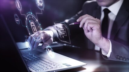 Virtual infographic about data protection and network. - Powered by Adobe