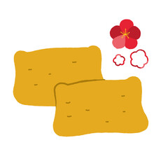 梅の花と稲荷寿司