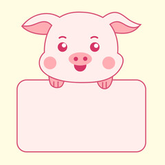 a cute pig holding a board