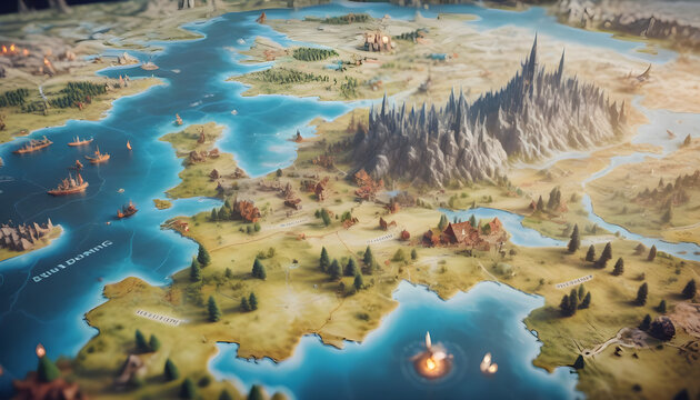 Fantasy world map, rpg - Generative AI