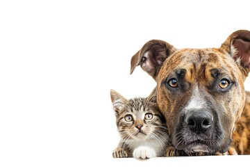 Obraz premium dog and cat on white backgroud