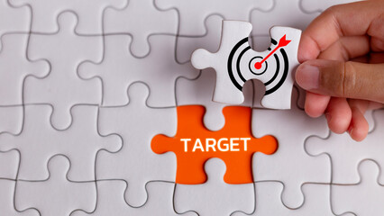 Target goal objectives in business. Initiation and synergy to reach the target. Objective, goal, or...