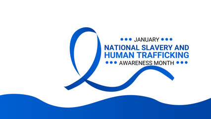 National Slavery and human trafficking prevention month is observed every year in January, to raising awareness about the different forms of human trafficking, also known as modern slavery. vector