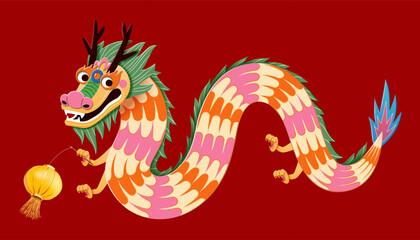 CNY playful dragon with lantern