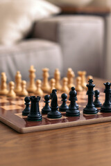 closeup of a chess board
