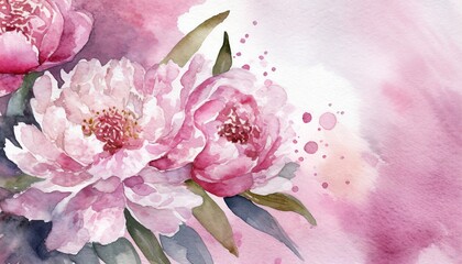 The hand painted pink color watercolor flowers wallpaper for design.