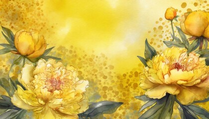 The hand painted yellow color watercolor flowers wallpaper for design.