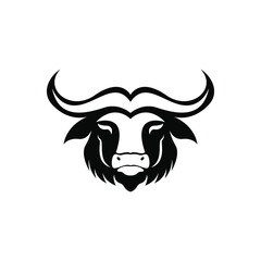 Front view buffalo logo design idea vector template