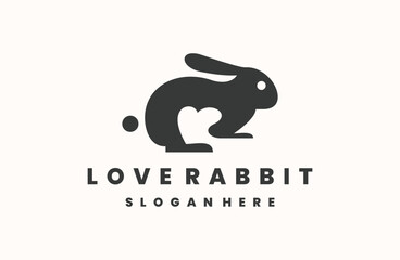 rabbit love logo design template