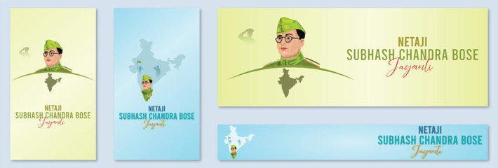 Subhas, Chandra, Bose, poster, 23rd January Vector post, story, banner, card, web, freedom. Netaji Subhas Chandra Bose Jayanti means Subhas Chandra Bose Birthday.
