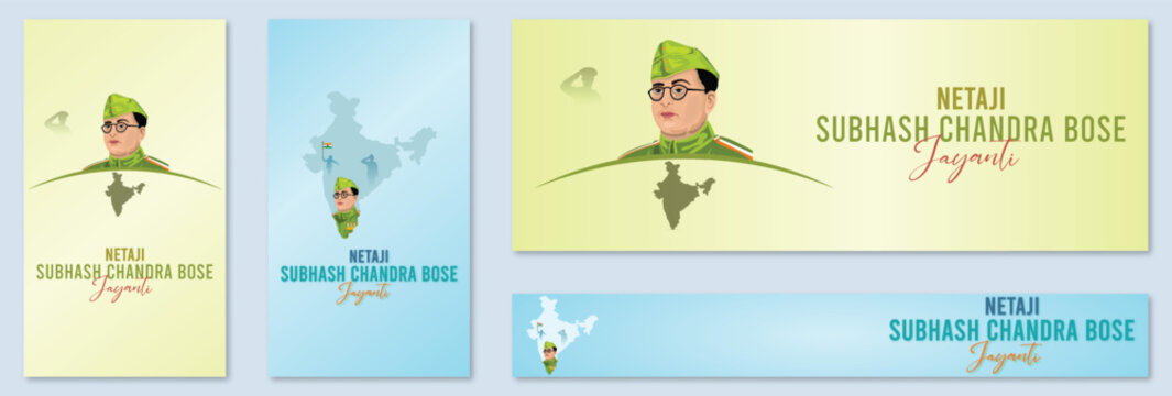 Subhas, Chandra, Bose, poster, 23rd January Vector post, story, banner, card, web, freedom. Netaji Subhas Chandra Bose Jayanti means Subhas Chandra Bose Birthday.

