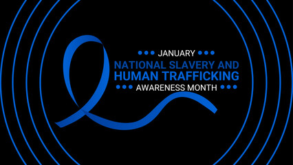 National Slavery and human trafficking prevention month is observed every year in January, to raising awareness about the different forms of human trafficking, also known as modern slavery. vector