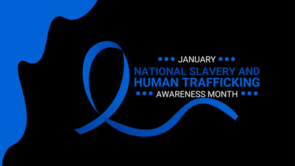 National Slavery and human trafficking prevention month is observed every year in January, to raising awareness about the different forms of human trafficking, also known as modern slavery. vector - obrazy, fototapety, plakaty
