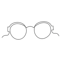 Sunglasses outline vector illustration of front view eyeglasses continuous single line art drawing 