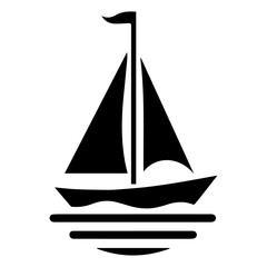 minimal Sailboat icon vector art illustration black color, black color silhouette, white background