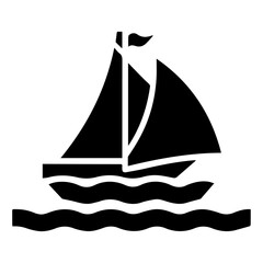 minimal Sailboat icon vector art illustration black color, black color silhouette, white background