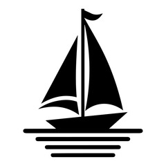 minimal Sailboat icon vector art illustration black color, black color silhouette, white background