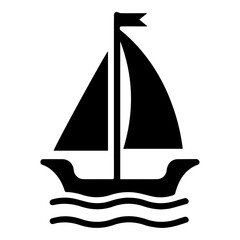 minimal Sailboat icon vector art illustration black color, black color silhouette, white background