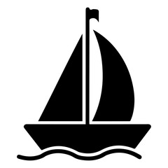 minimal Sailboat icon vector art illustration black color, black color silhouette, white background