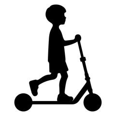 minimal Silhouette child scooter Vector silhouette on white background