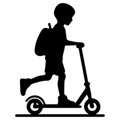 minimal Silhouette child scooter Vector silhouette on white background