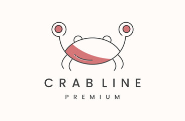 Crab vector illustration logo style. Seafood Restaurant logo design