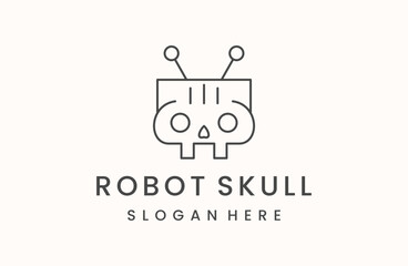 Robot skull logo icon design template vector illustration