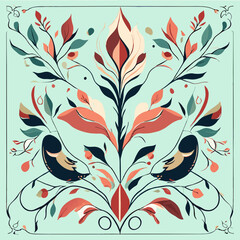 Floral Nostalgia - Graceful Vintage Plant Patterns for Scarf Fabrics