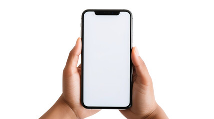 hand holding smart phone isolated on transparent background Remove png, Clipping Path, pen tool