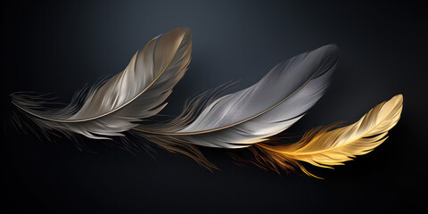 Dark feathers with golden accents evoke an air of elegant mystery