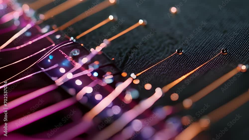 Aufkleber a magnified shot of conductive threads used in smart fabrics, designed for easy integration with ele