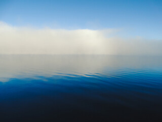 Obraz premium fog on the lake, misty fog over the lake, misty fog, mysterious 