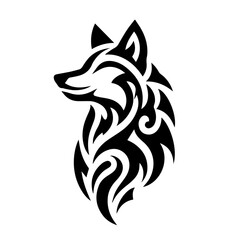 Obraz premium wolf tribal tattoo logo icon design illustration