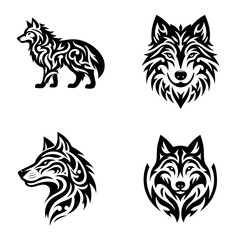 wolf tribal tattoo logo icon design illustration