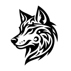 wolf tribal tattoo logo icon design illustration