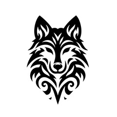 wolf tribal tattoo logo icon design illustration