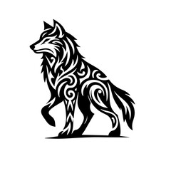 wolf tribal tattoo logo icon design illustration
