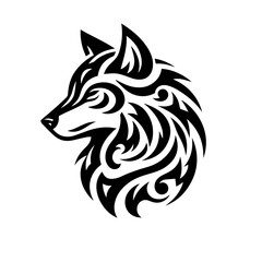 wolf tribal tattoo logo icon design illustration