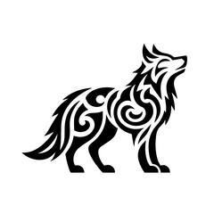 wolf tribal tattoo logo icon design illustration