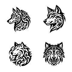 Obraz premium wolf tribal tattoo logo icon design illustration
