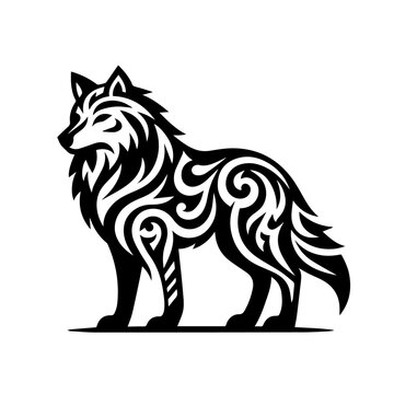 wolf tribal tattoo logo icon design illustration