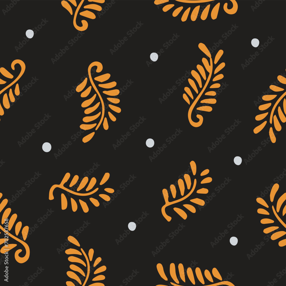 Poster golden dots leaf elegant seamless pattern background vector