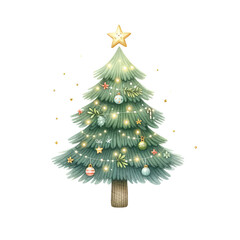 christmas tree, chirstmas clipart, water color