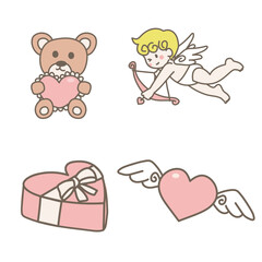 Cute drawings about love element set