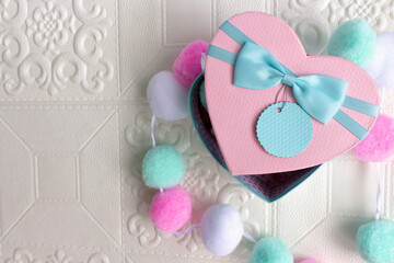 pink gift box with heart