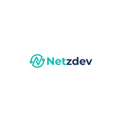 netz dev logo design vector monito pc computer